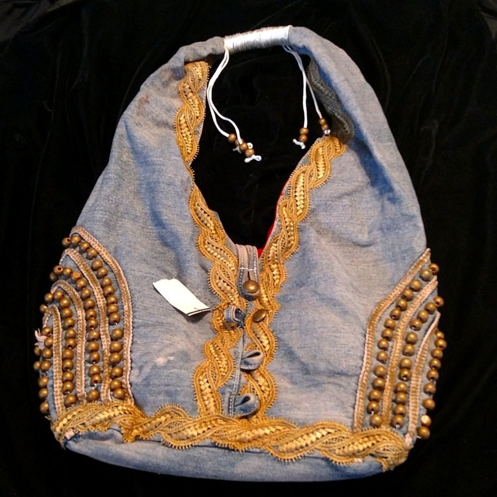 New With Tag Vintage Hobo Blue Denim Purse.